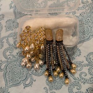 Elegant Gold and Silver Pearl Earrings